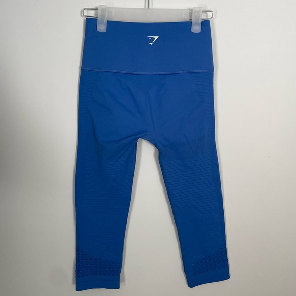 Gymshark Blue Energy Seamless Cropped Legging High Rise Contour Size Small - Picture 2 of 5
